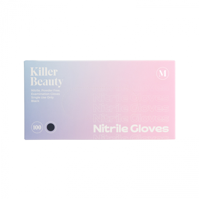 Boîte de 100 gants Killer Beauty Nitrile noirs - Carton de 10